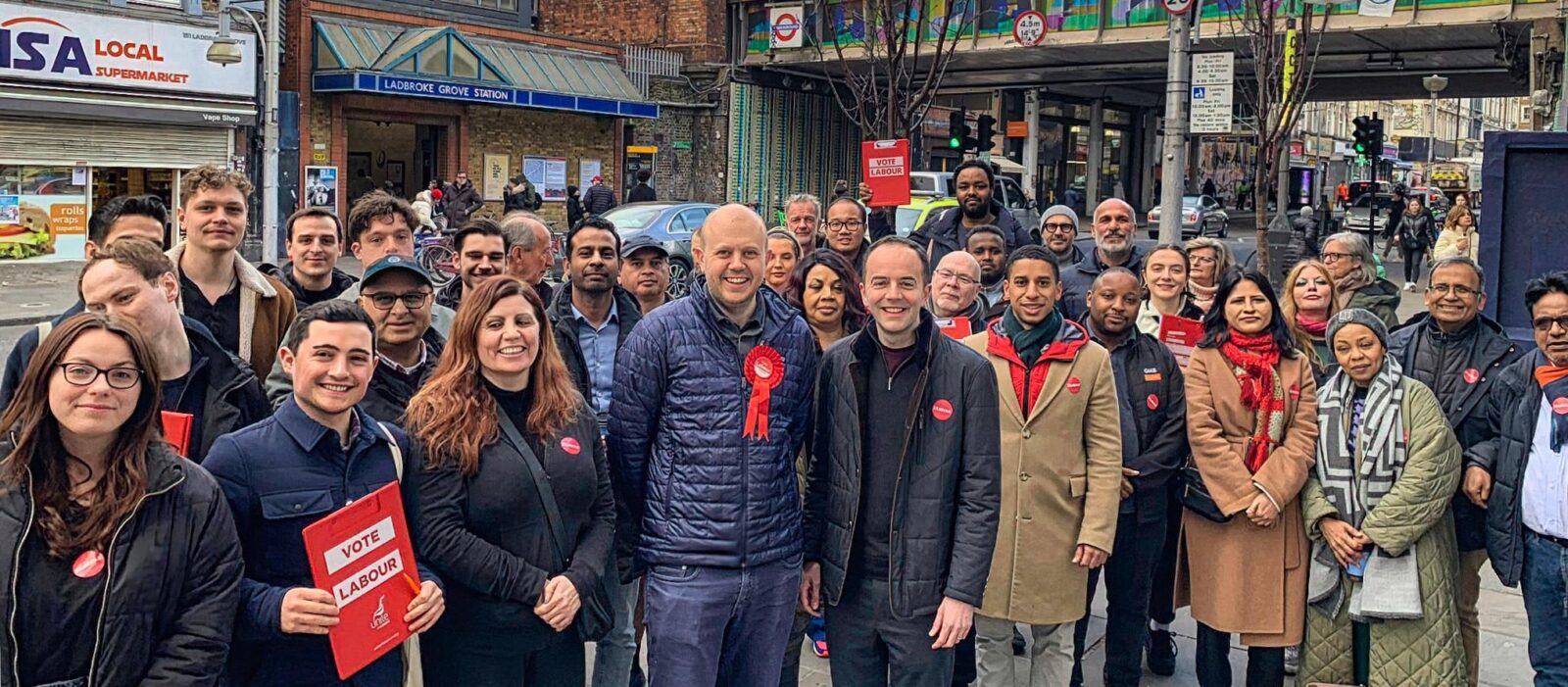Members of Kensington Labour posing for a picture in the street before going canvassing
