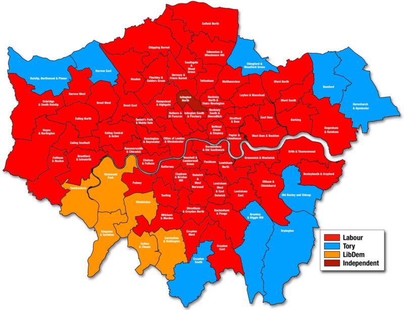 The status of the parliamentary constituencies of Greater London after the 2024 election